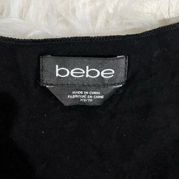 NEW Bebe Y2K Gold Studded Rock & Roll Heart Raw Edge Round Hem Scoop Neck Top XS - Picture 13 of 16